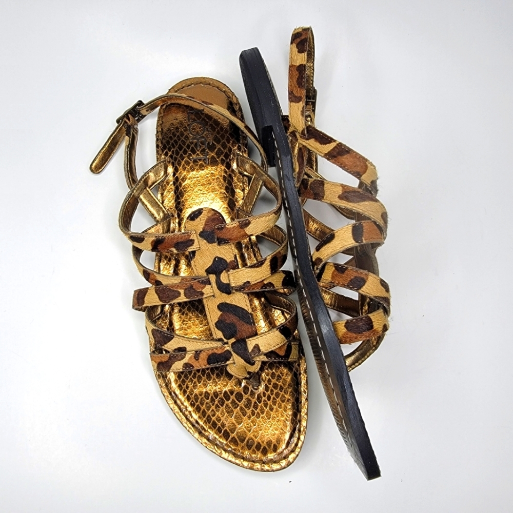 Ann Taylor Loft Calf Hair Leather Animal Print Sandal Size 7